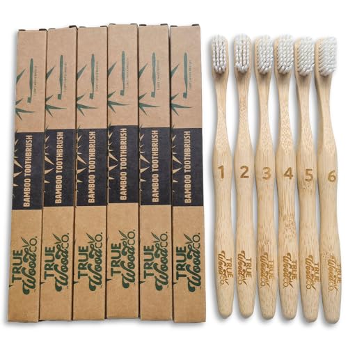  Eco-Friendly Bamboo Toothbrushes for Oral Care, BPA-Free Medium-Firm Bristles, Pack of 6
| Compostable Bamboo Toothbrus
