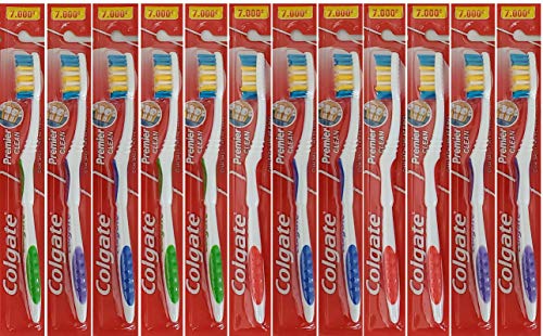 Colgate Premier Clean Bi-level Bristles Toothbrush for Firm Teeth Cleaning, Compact Design, 12-Pieces [Amazon-developed 