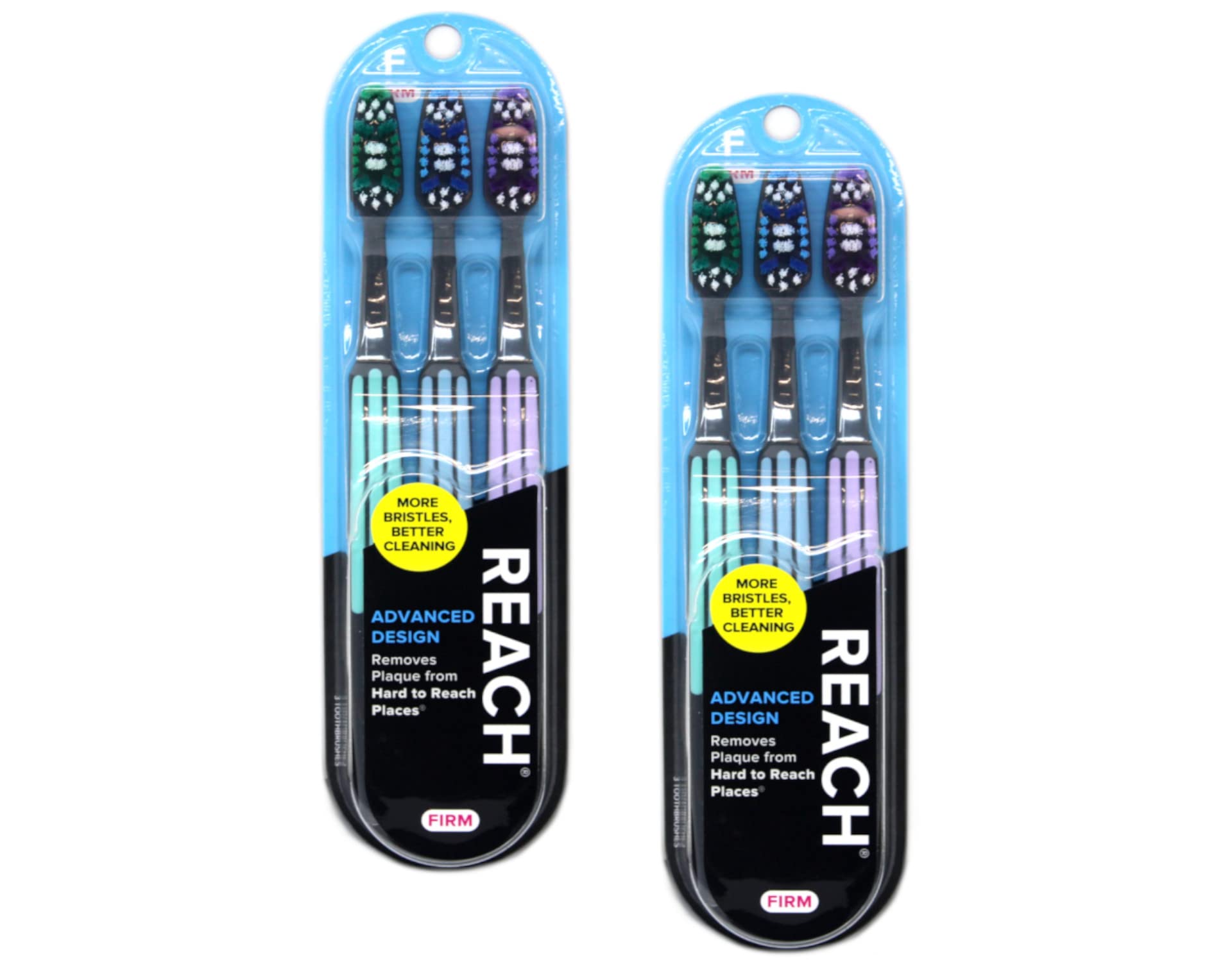 Reach Advanced Design Firm Toothbrushes - Colors May Vary, Pack of 2 (3 Each) - Optimal Oral Care Tool