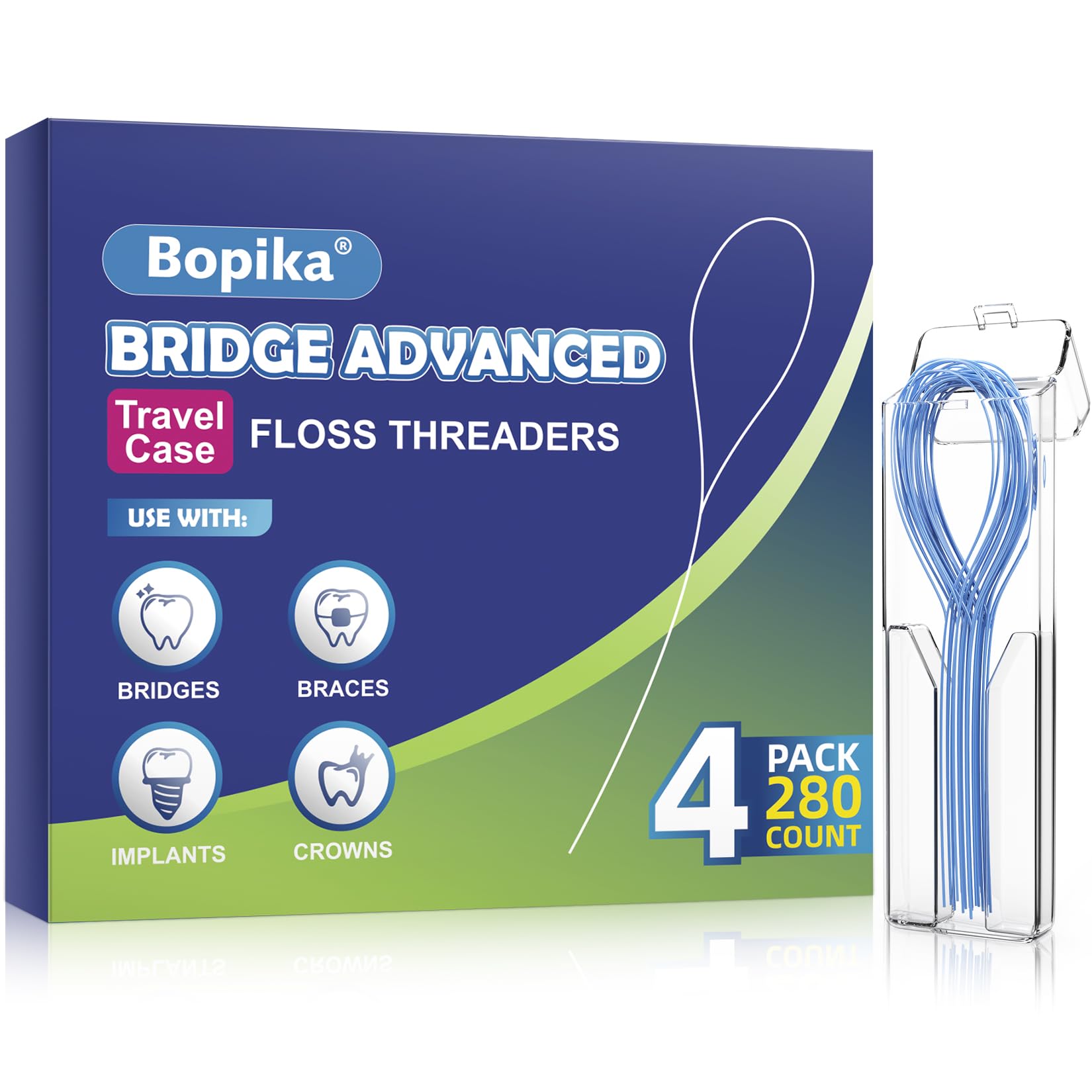 Bopika Floss Threaders for Braces, Bridges, and Implants - Easy to Use Threaders for Dental Floss, Oral Hygiene, Orthod