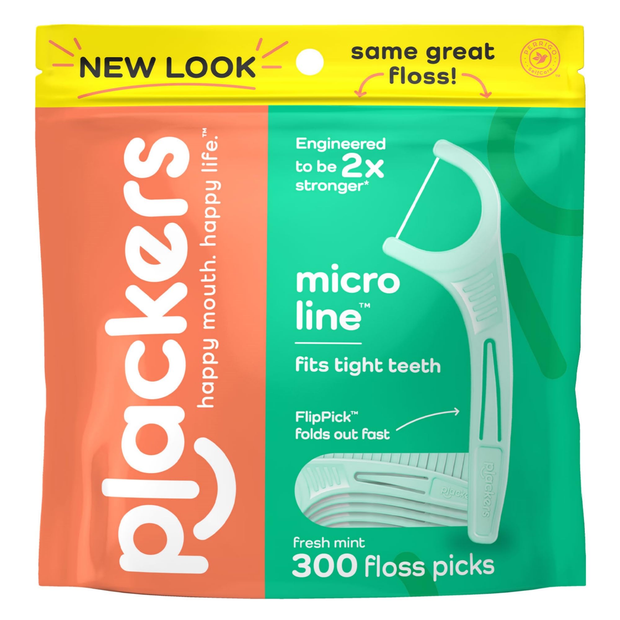 Plackers Micro Line Dental Floss Picks - Tuffloss, Fresh Mint Flavor, 300 Count for Easy Carry and Use
| Plackers Micro