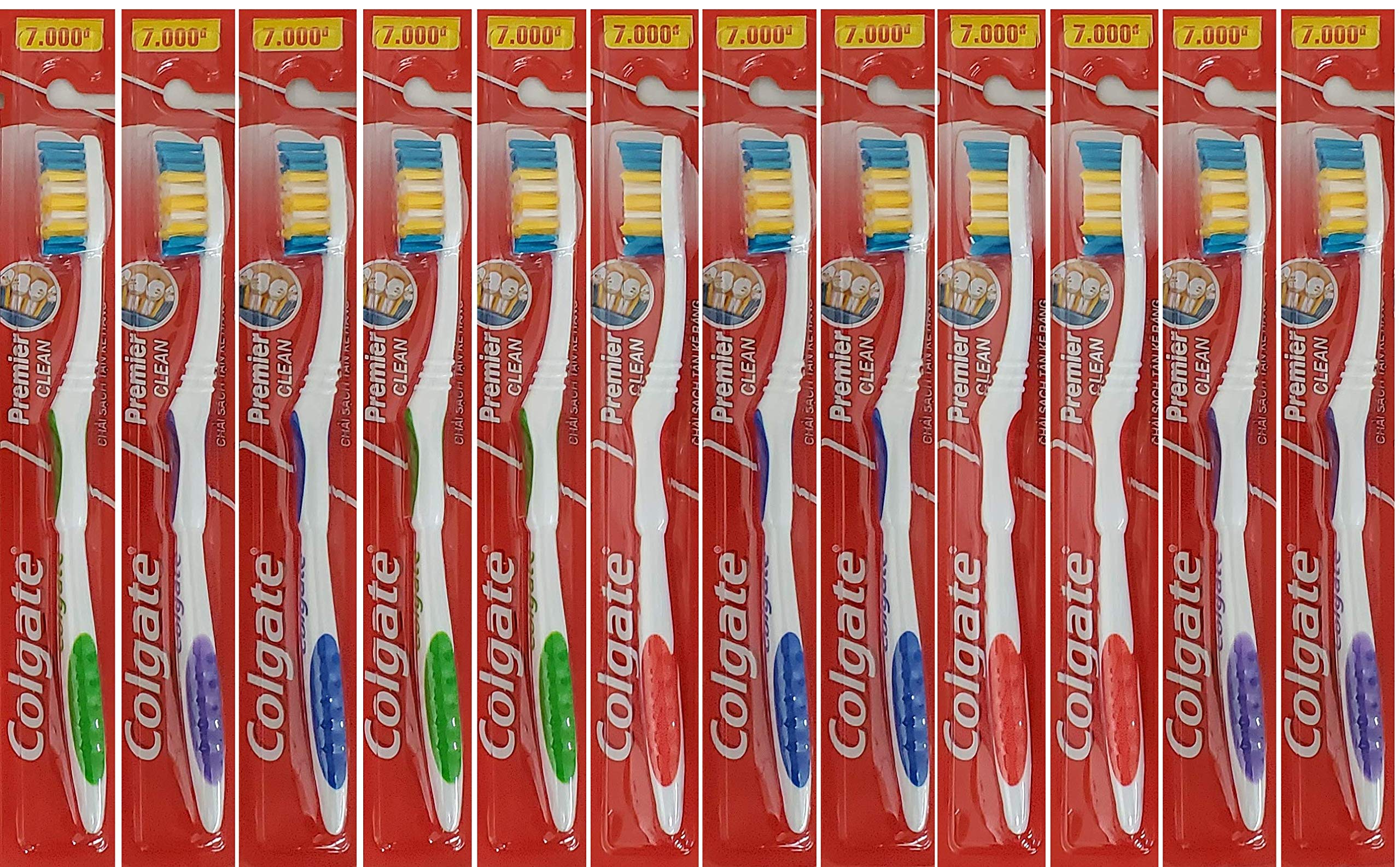 Colgate Premier Clean Bi-level Bristles Toothbrush for Firm Teeth Cleaning, Compact Design, 12-Pieces [Amazon-developed 